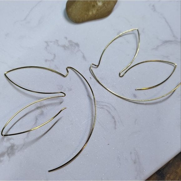 Handmade gold plated earrings butterfly large - Picture 3 of 4